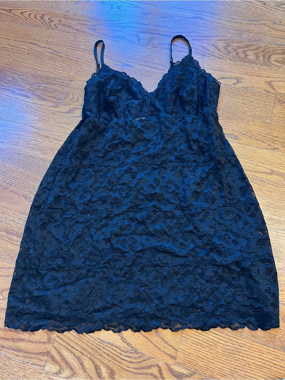 Soma Black Lace Chemise with Adjustable Straps